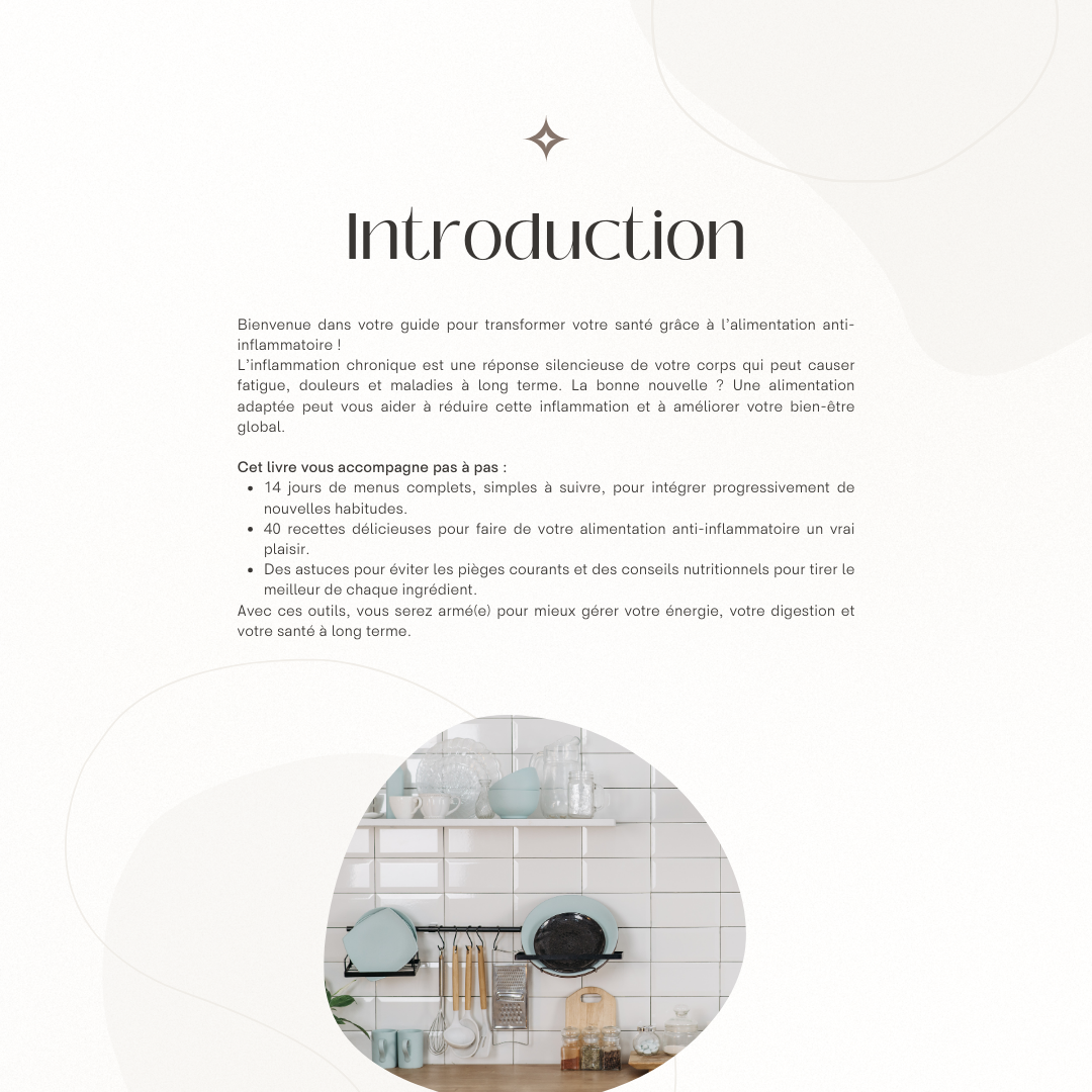 Mets en place ton alimentation anti-inflammatoire facilement – 14 jours de menus + 40 recettes gourmandes