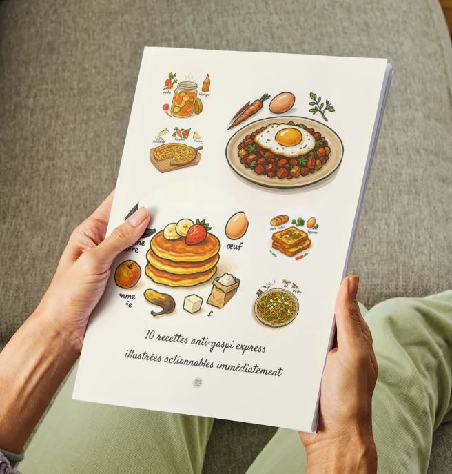 10 recettes anti-gaspi illustrées – Ebook à imprimer façon carnet de cheffe
