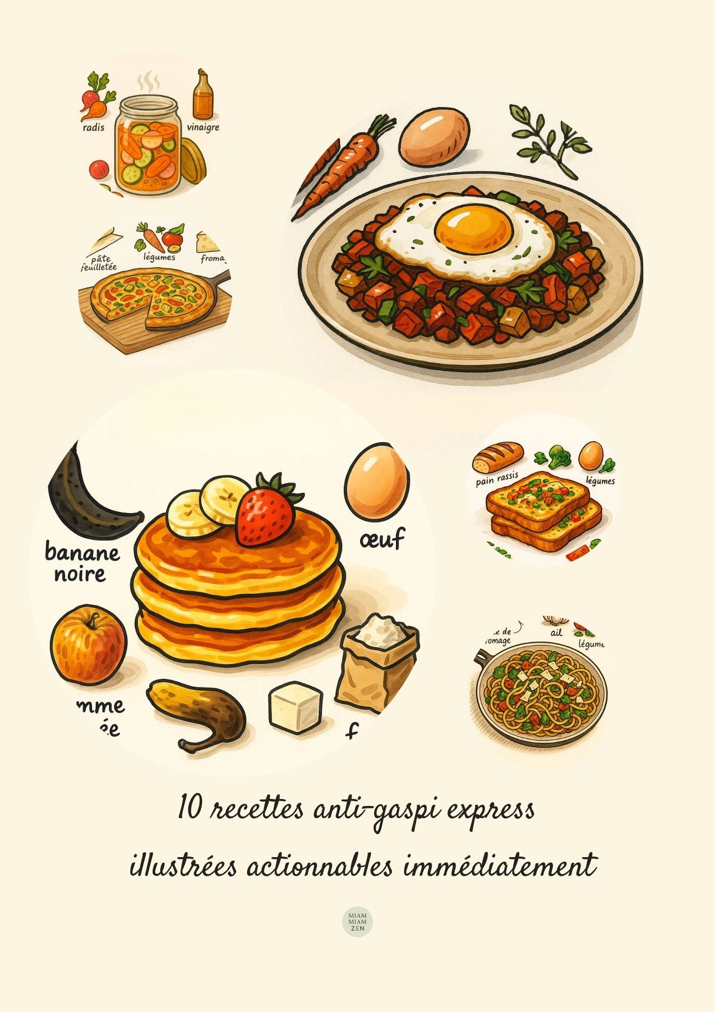 10 recettes anti-gaspi illustrées – Ebook à imprimer façon carnet de cheffe