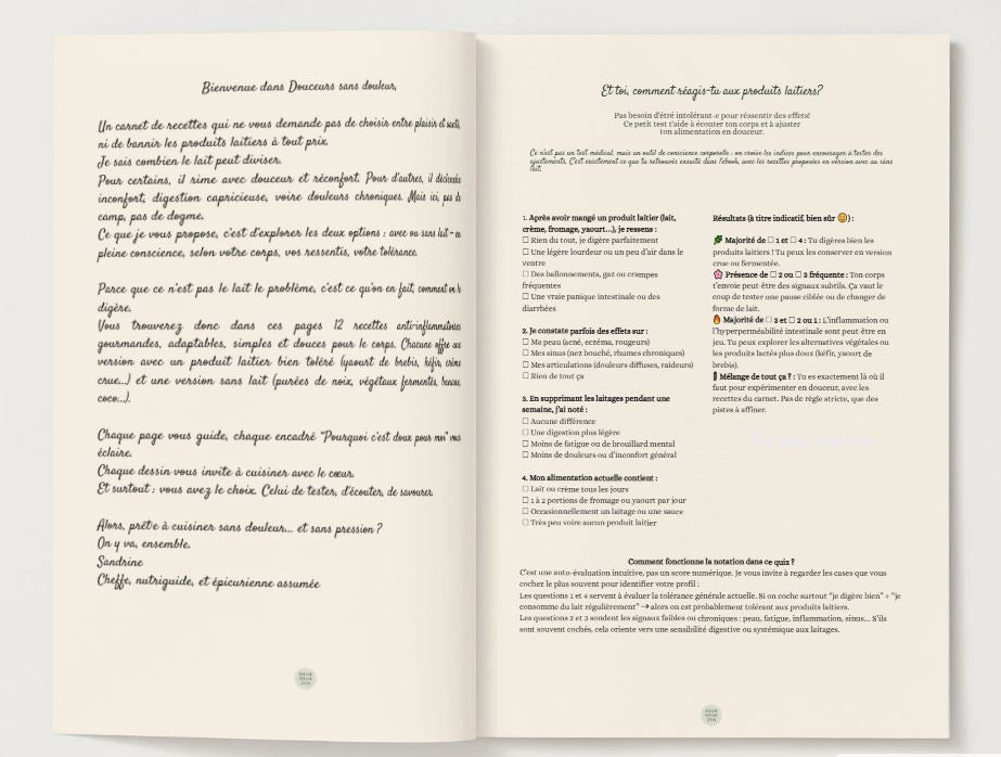 Douceurs sans douleur - 12 recettes illustrées anti-inflammatoires avec ou sans lait